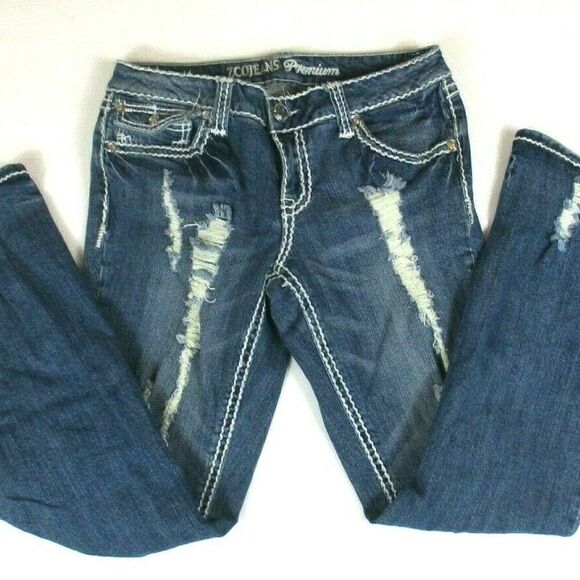 ZCO Jeans Premium Boot Thick Stitched Distressed Flap Pocket Women's Size 11 - Picture 2 of 12